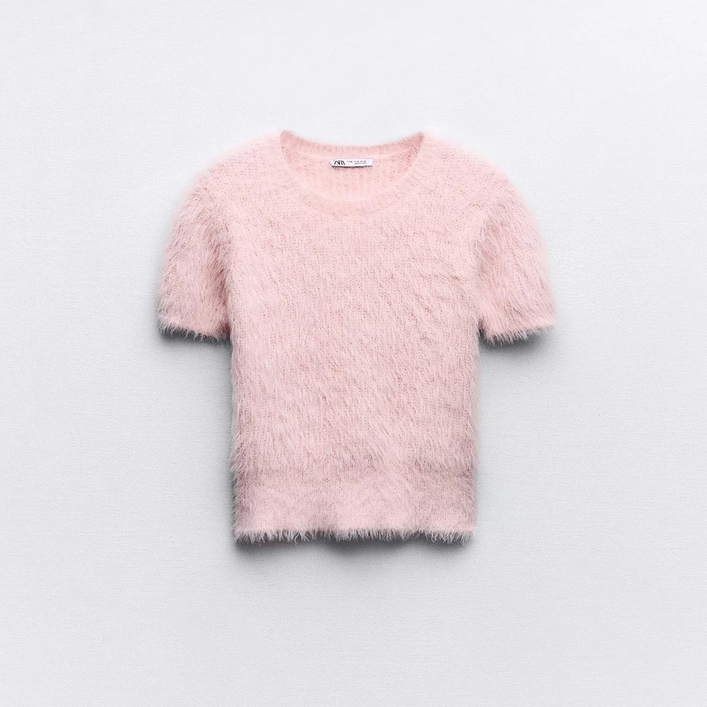 ‼️SALE‼️ Zara Soft Pink Fluffy faux fur sweater